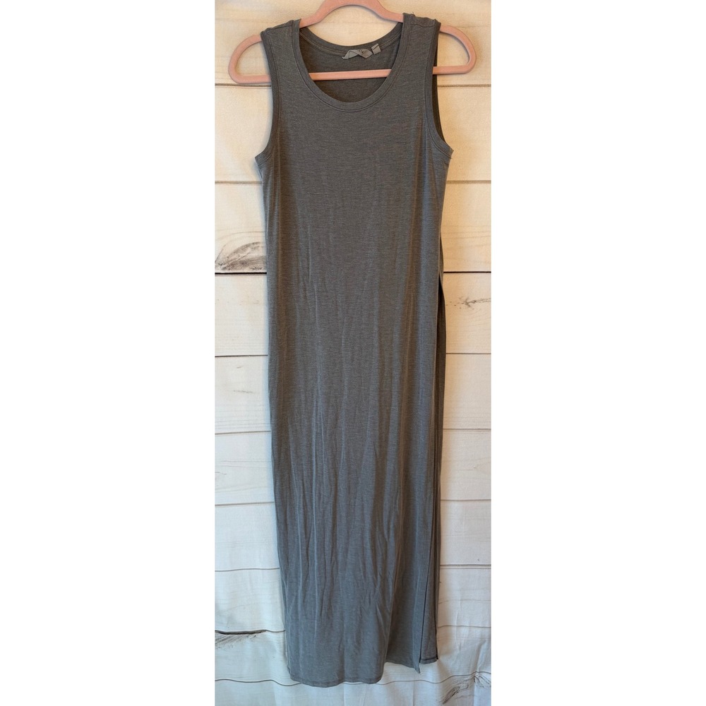 Athleta Gray Tencel Blend Tank Maxi Dress Sleeveless Side Slit XS Womens